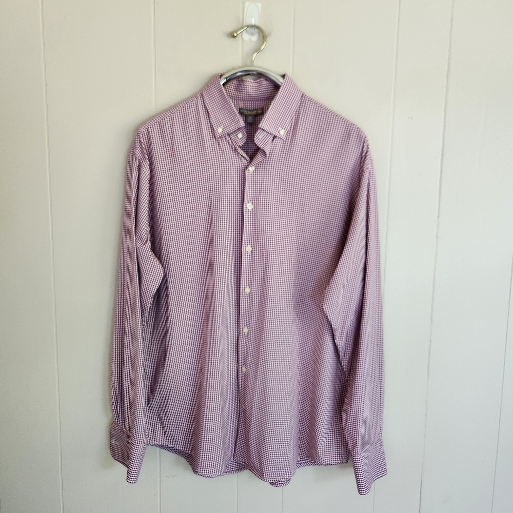 Peter Millar Red Checkered Casual Button Down Shirt